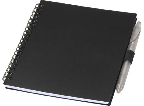 Niove Softcover Notizbuch aus recyceltem Kunststoff mit Kugelschreiber (blaue Mine)