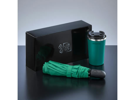 Traveller Set: Nordic-Thermobecher 350 ml & vollautomatischer Schirm