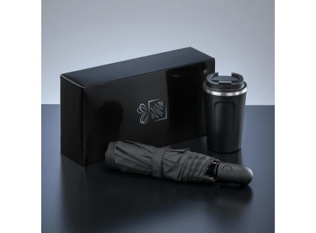 Traveller Set: Nordic-Thermobecher 350 ml & vollautomatischer Schirm