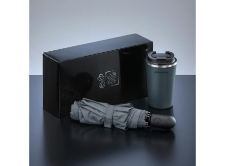 Traveller Set: Nordic-Thermobecher 350 ml & vollautomatischer Schirm