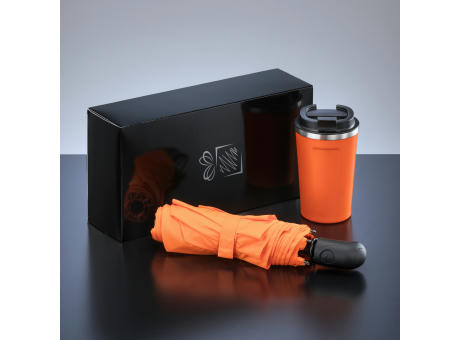 Traveller Set: Nordic-Thermobecher 350 ml & vollautomatischer Schirm