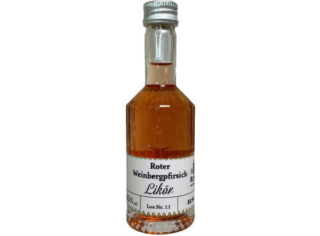 Roter Weinbergpfirsich-Likör 50 ml in Tastingflasche, 25 % vol.