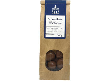 Schokolierte Himbeeren mit Vollmilchschokolade, 80 g