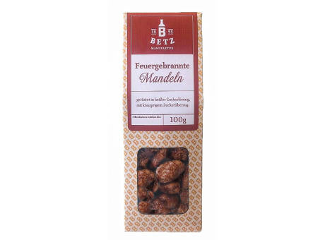 Feuergebrannte Mandeln, 100 g in Präsentkartonage