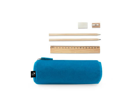 NOMAD. Mehrzwecketui aus recyceltem Filz (100 % rPET) mit Lineal, Bleistiften, Radiergummi und Spitzer