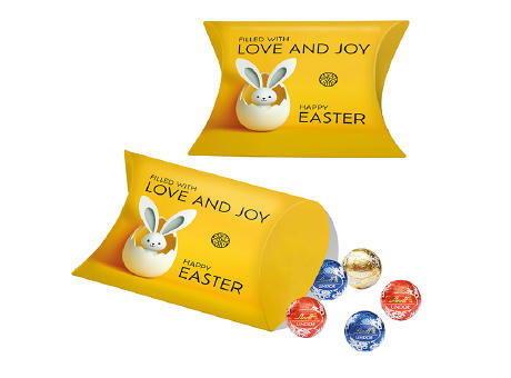 Promo-Kissenverpackung mit Lindt Lindor Liliput Pralinés