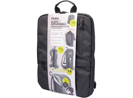 TROIKA Laptop-Rucksack TROIKA BLACK EXPANDABLE