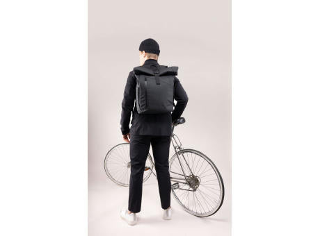 TROIKA Roll Top Rucksack TROIKA BLACK ROLL TOP