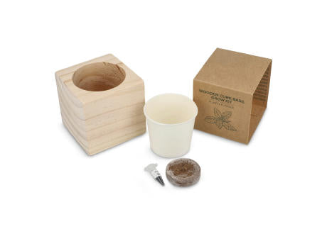 FSC-Holzpflanzgefäß-Set – Basilikum