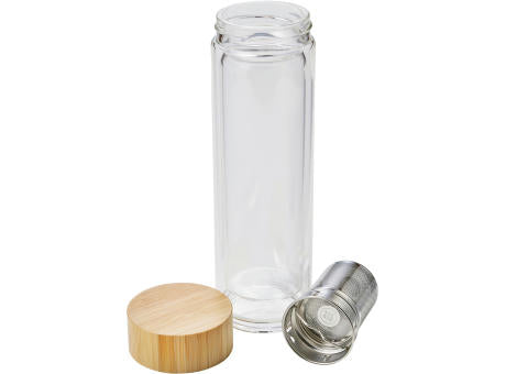 Trinkflasche Vicente | Glas | Bambusdeckel | 420 ml