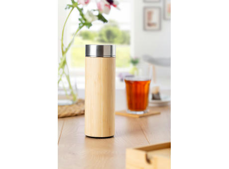 Trinkflasche Yara | Edelstahl und Bambus | 420 ml | Tee-Ei