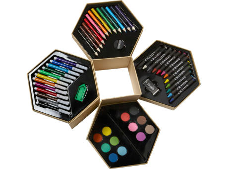 Kunst-Set Kenji | Sechseckige Kartonbox | 54 St.