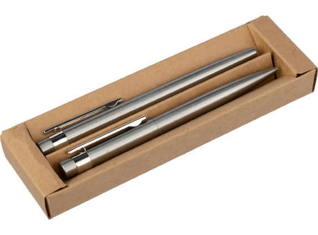 Schreibset Fritz | Recycelter Edelstahl | Drehkugelschreiber und Rollerball