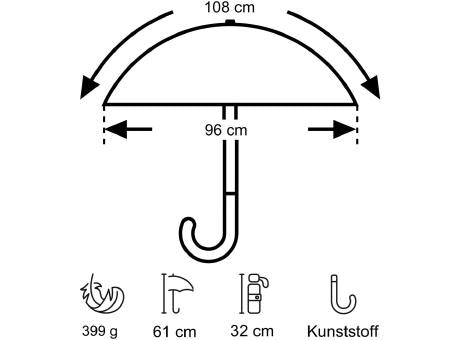 Sportlich-eleganter Taschenschirm mit ergonomisch geformtem Griff