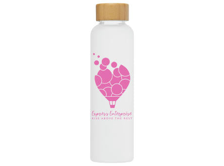 Lucerne - 590 ml Borosilikat-Glasflasche in Milchglasoptik mit Bambus-Deckel