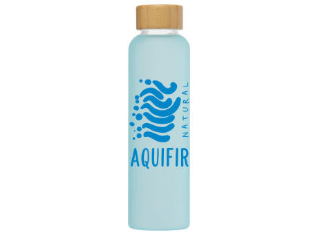 Lucerne - 590 ml Borosilikat-Glasflasche in Milchglasoptik mit Bambus-Deckel
