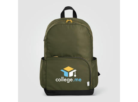 Kora Laptop-Rucksack mit zwei Fächern und goldfarbenem Reißverschluss für 15-Zoll-Laptops aus rPET – 20 L