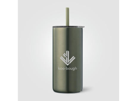 Borealis Recycling-Edelstahlbecher mit Trinkhalm - 475 ml