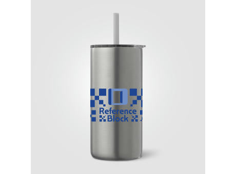 Borealis Recycling-Edelstahlbecher mit Trinkhalm - 475 ml