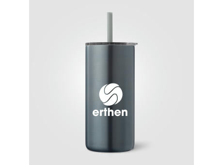 Borealis Recycling-Edelstahlbecher mit Trinkhalm - 475 ml