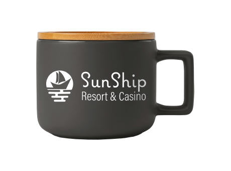 Café Virtuoso - 355 ml Keramiktasse mit Bambus-Deckel