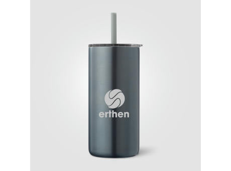 Borealis Recycling-Edelstahlbecher mit Trinkhalm - 475 ml