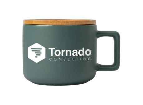 Café Virtuoso - 355 ml Keramiktasse mit Bambus-Deckel