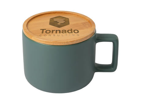 Café Virtuoso - 355 ml Keramiktasse mit Bambus-Deckel