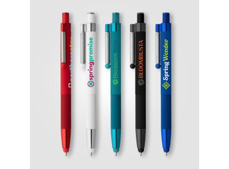 Lisbon Kugelschreiber einfarbig mit Fidget-Funktion und Stylus aus recyceltem Aluminium