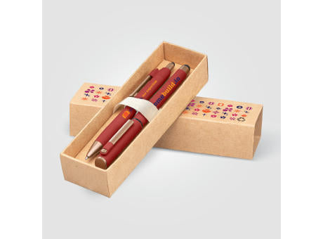 York Kugelschreiber-Geschenkset mit bronzefarbenen Akzenten aus recyceltem Kunststoff inkl. verzierter Geschenkbox