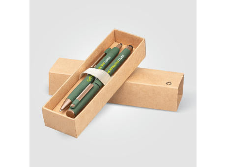 York Kugelschreiber-Geschenkset mit bronzefarbenen Akzenten aus recyceltem Kunststoff