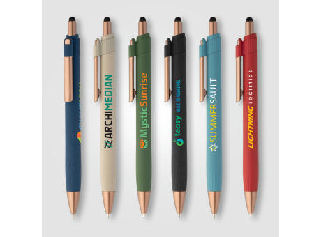 York Kugelschreiber mit bronzefarbenen Akzenten und Stylus aus recyceltem Kunststoff
