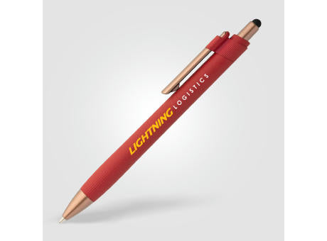 York Kugelschreiber mit bronzefarbenen Akzenten und Stylus aus recyceltem Kunststoff