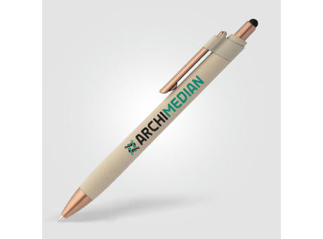 York Kugelschreiber mit bronzefarbenen Akzenten und Stylus aus recyceltem Kunststoff