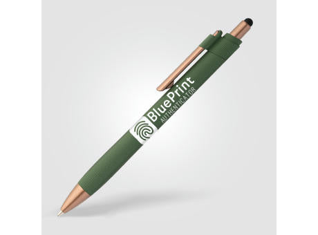 York Kugelschreiber mit bronzefarbenen Akzenten und Stylus aus recyceltem Kunststoff