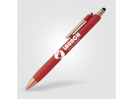 York Kugelschreiber mit bronzefarbenen Akzenten und Stylus aus recyceltem Kunststoff