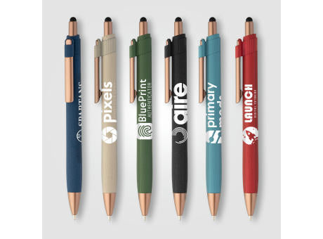 York Kugelschreiber mit bronzefarbenen Akzenten und Stylus aus recyceltem Kunststoff