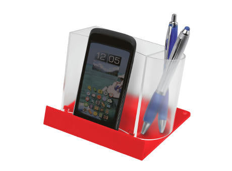 Smartphone-/Tabletständer mit Zettelbox und Köcher