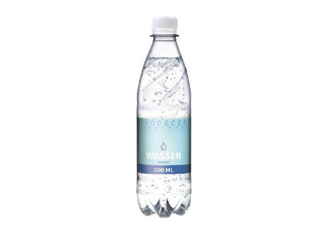 500 ml Tafelwasser, sanft prickelnd (Flasche Budget) - Papieretikett