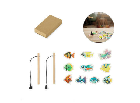 FISHY. Angelspiel mit 10 Holzfischen, ideal für Kinder