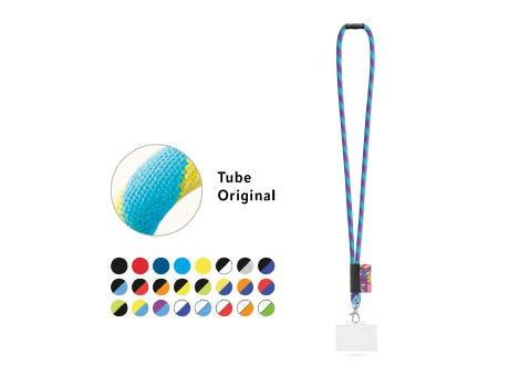 WATFORD. SET Lanyard TUBE Long (Ø 7 mm) mit 9 mm Auslösekarabiner, Ø 7 mm Sicherheitsverschluss und 91 x 68 mm starrem Ausweis-/Kartenhalter
