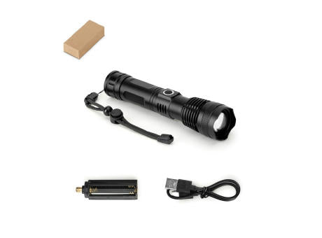 YVIAN. Recycled aluminium rechargeable torch (100% rAL) 10 W