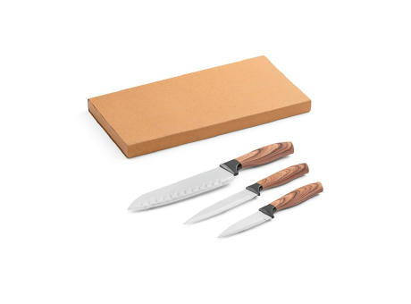 BAHARAT. Set aus 3 Küchenmessern mit Edelstahlklinge und ergonomischem Griff