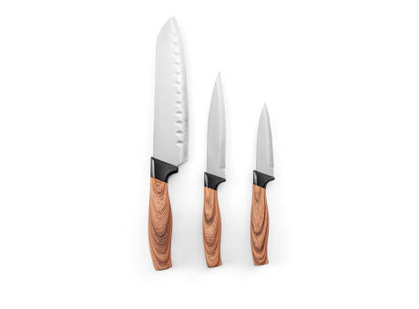 BAHARAT. Set aus 3 Küchenmessern mit Edelstahlklinge und ergonomischem Griff