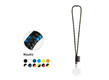 BRIDPORT. SET Lanyard NAUTIC Long (Ø 7 mm) mit 9 mm Auslösekarabiner, Ø 7 mm Sicherheitsverschluss und 91 x 68 mm starrem Ausweis-/Kartenhalter