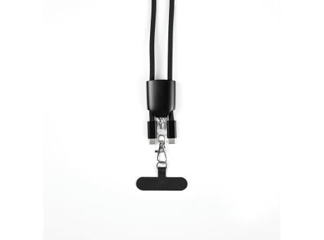ZEWAIL. Lanyard mit Smartphone-Halterung, USB-C-Kabel und verschiedenen Adaptern aus recyceltem ABS und recyceltem TPE