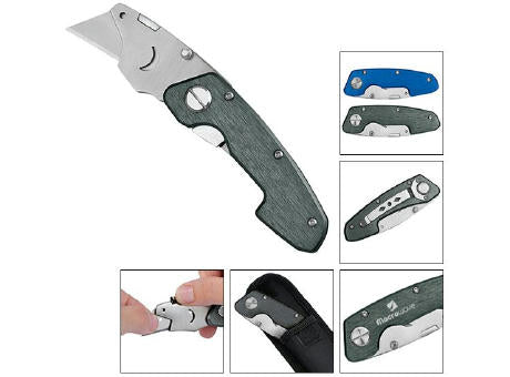 Trapezklingen-Klappmesser "Piranha blau"