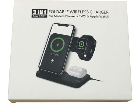 Faltbare 3 in 1 Qi-Ladestation 15W