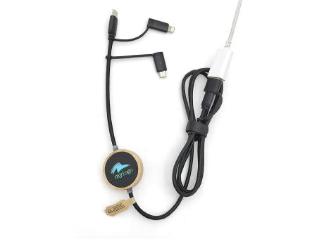 RPET 5 in 1 Ladekabel Bambus