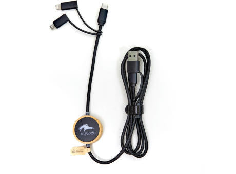 RPET 5 in 1 Ladekabel Bambus